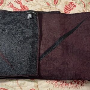 Emporio Armani Black Burgundy Brown Streak Design Long Rectangular Scarf Unisex